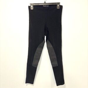 Black Equestrian Riding Pants Leggings Tights Ribbed Patch Size 6
